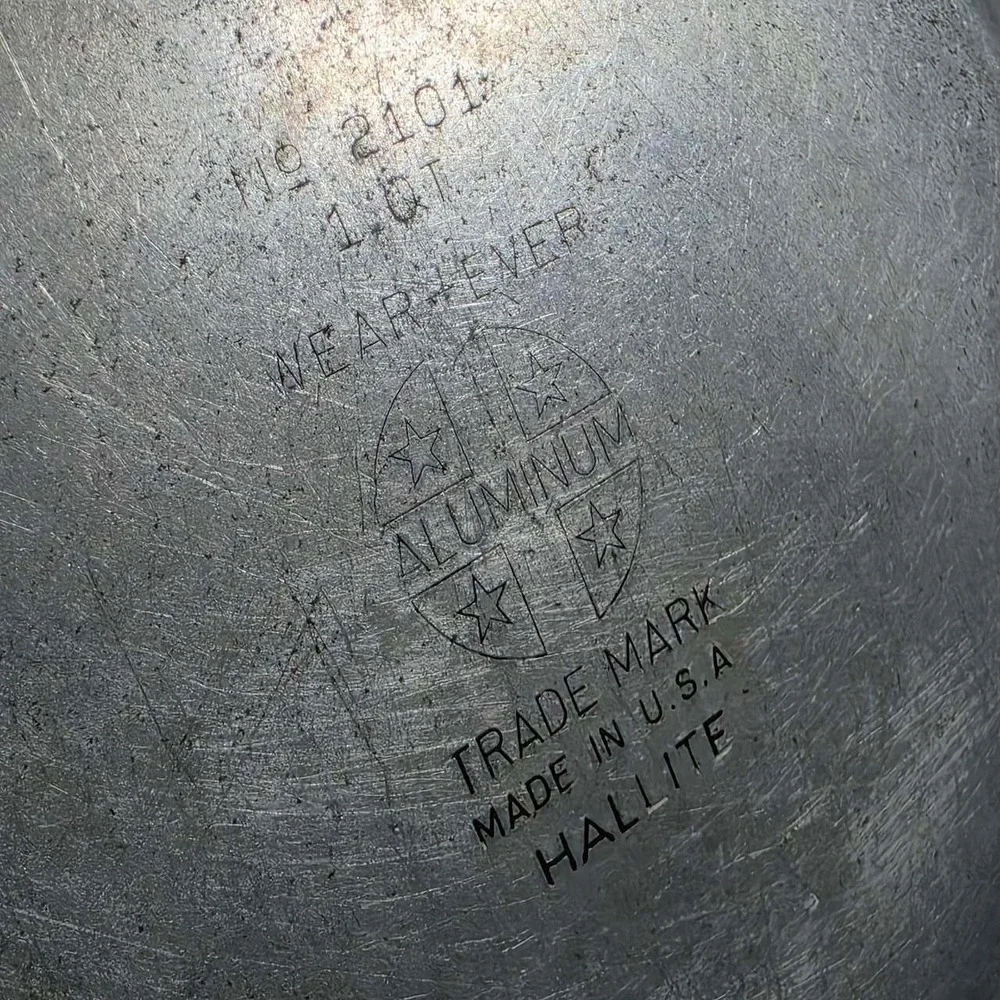 Wear-Ever Hallite Saucepan Set 2pc Silver Copper MCM Aluminum Good Vtg USA